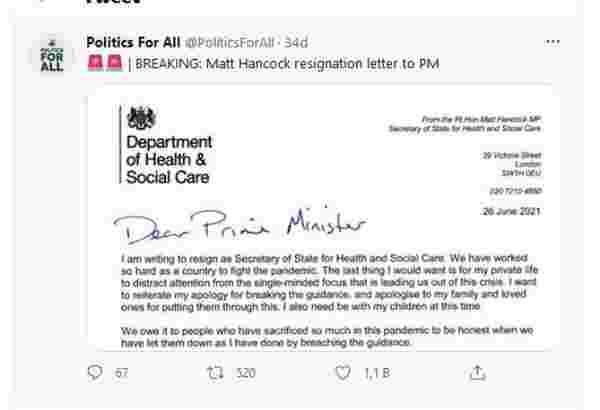 Adı yasak aşk skandalına karışan İngiltere Sağlık Bakanı Hancock istifa etti