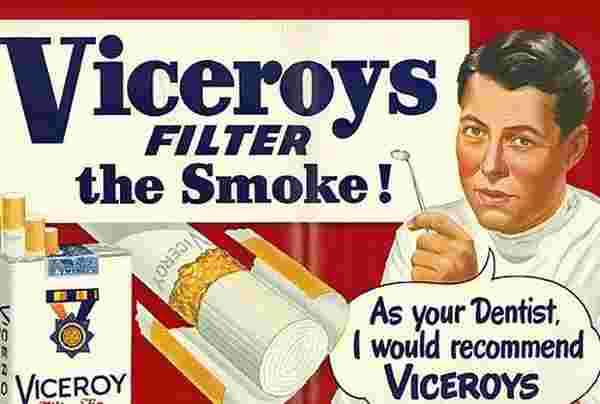 1900'lü yılların başında sigara şirketleri doktor önerilerinin yer aldığı reklamlar yapıyordu.