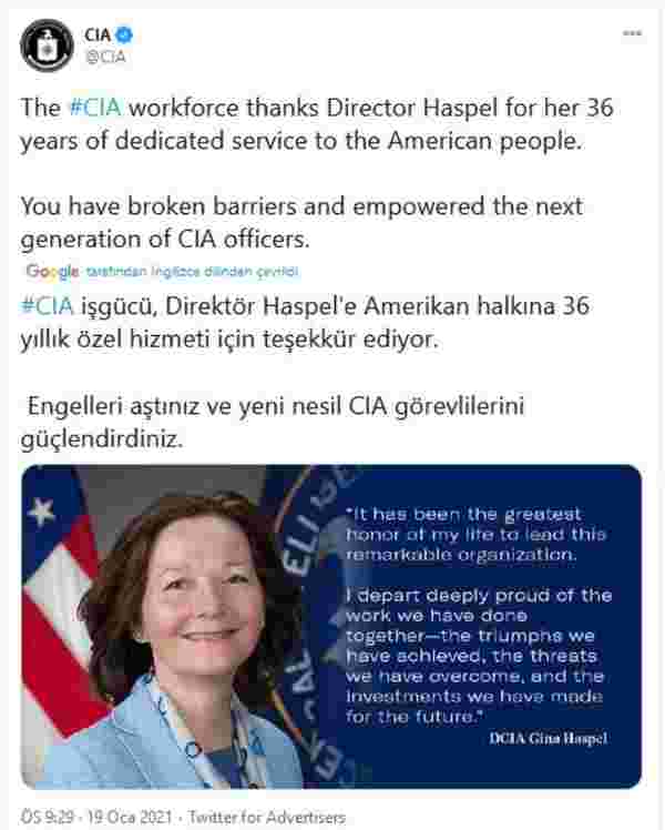 CIA Direktörü Gina Haspel istifa etti