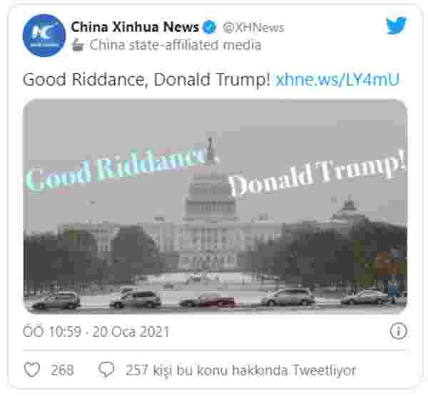 Çin devlet medyası Trump'ın gidişini memnuniyetle karşıladı: Çok şükür gittin, Donald Trump
