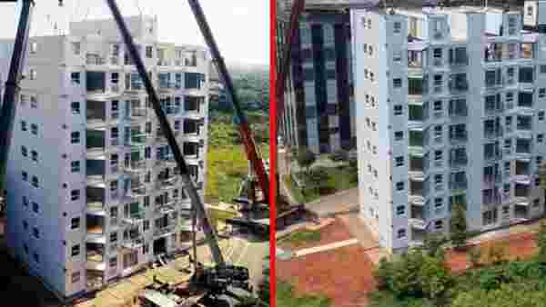 Çinli bir şirket, 28 saatte 10 katlı koca binayı böyle inşa etti