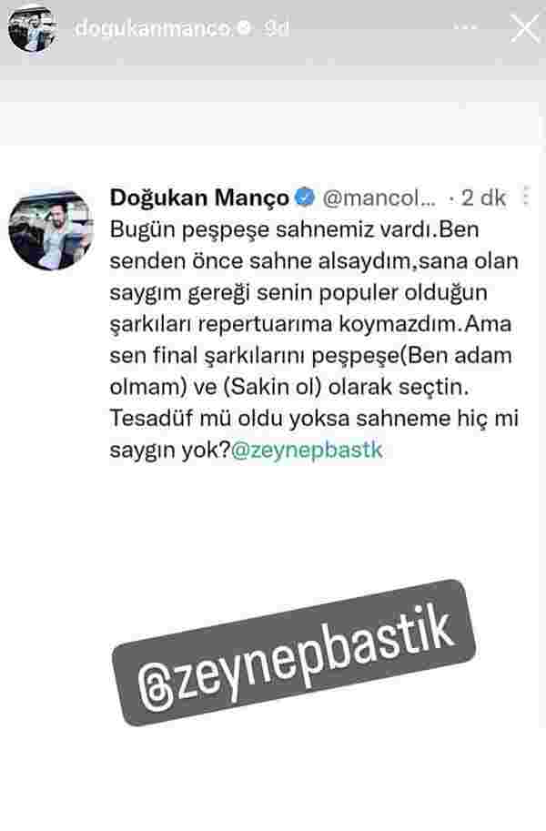 Doğukan Manço, Zeynep Bastık'a ağzına geleni söyledi!