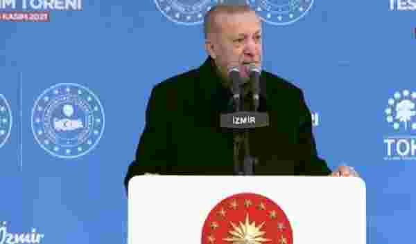 Erdoğan, İzmir'de deprem konutlarının tesliminde konuştu