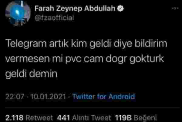 Farah Zeynep Abdullah tan Telegram isyanı #1