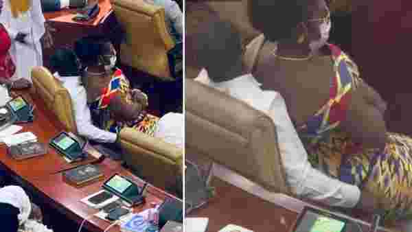 Gana Parlamentosu'nda kadın vekilin erkek vekilin kucağına oturduğu görüntü gündem yarattı