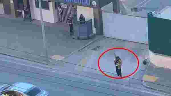 Gaziantep'teki canlı bomba paniği kamerada! Emniyet binası önüne gelişi böyle görüntülendi