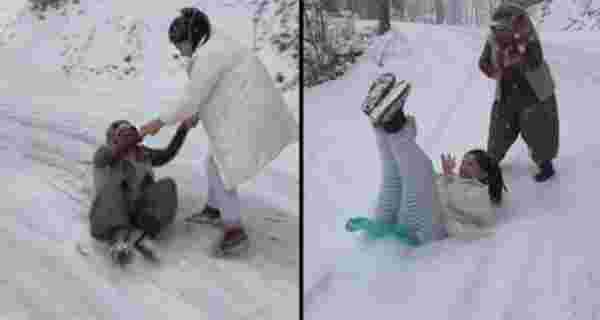 Hanife Gürdal ın kar eğlencesi hastanede bitti #1