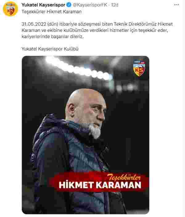 Kayserispor'da sürpriz son! Hikmet Karaman dönemi resmen sona erdi