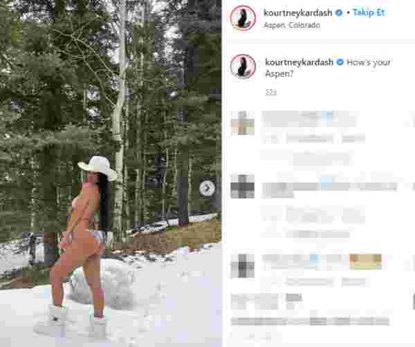 Kourtney Kardashian dan karlar üzerinde bikinili poz #4