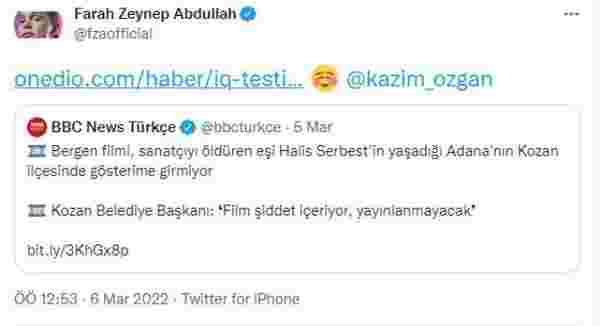 Kozan Belediye Başkanı Kazım Özgan, Farah Zeynep Abdullah'a tazminat davası açtı