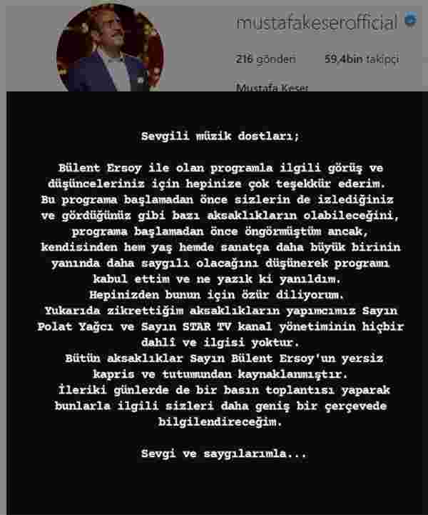 Mustafa Keser'den şok eden Bülent Ersoy açıklaması