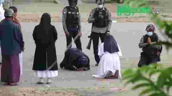 Myanmar'da rahibe polislerin önünde diz çöküp 'Çocukları vurmayın, beni vurun' diye yalvardı