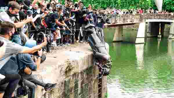Protestocular 125 yıllık köle taciri heykelini nehre atınca İçişleri Bakanı tepki gösterdi