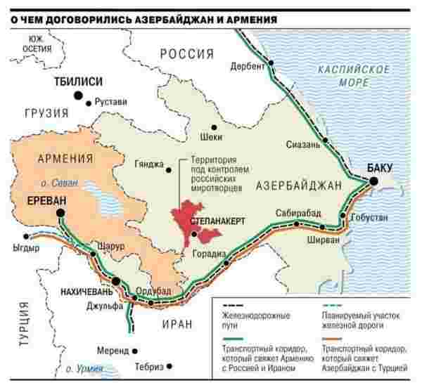 Rus basını tarihi Dağlık Karabağ haritasını yayınladı! Azerbaycan ile Türkiye doğrudan birbirine bağlanıyor