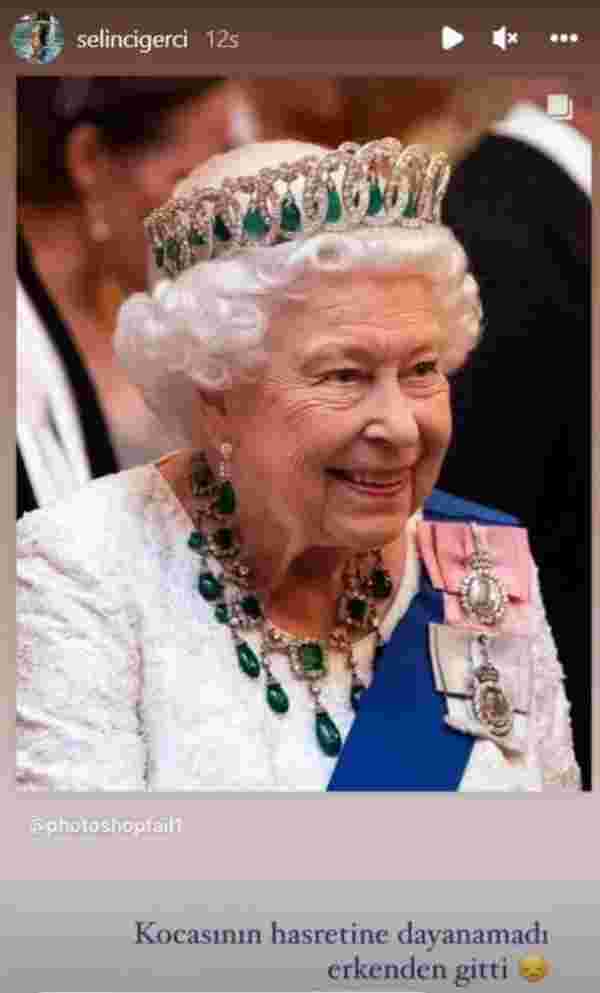Selin Ciğerci den Kraliçe Elizabeth paylaşımı #1