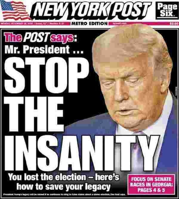 Trump'ı destekleyen gazete 'Deliliği bırak' manşetiyle çıktı