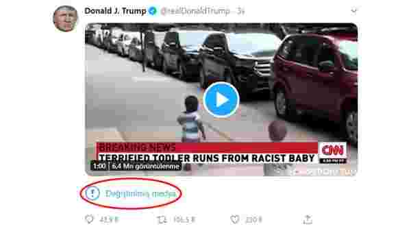 Twitter, Trump'ın videolu paylaşımına 'manipüle edilmiş medya' etiketi ekledi