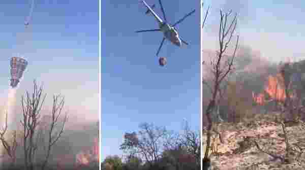 Yangına Müdahale Eden Helikopterden Yeterli Su Dökülmeyince Tepkisini Küfür Ederek Gösteren Vatandaş
