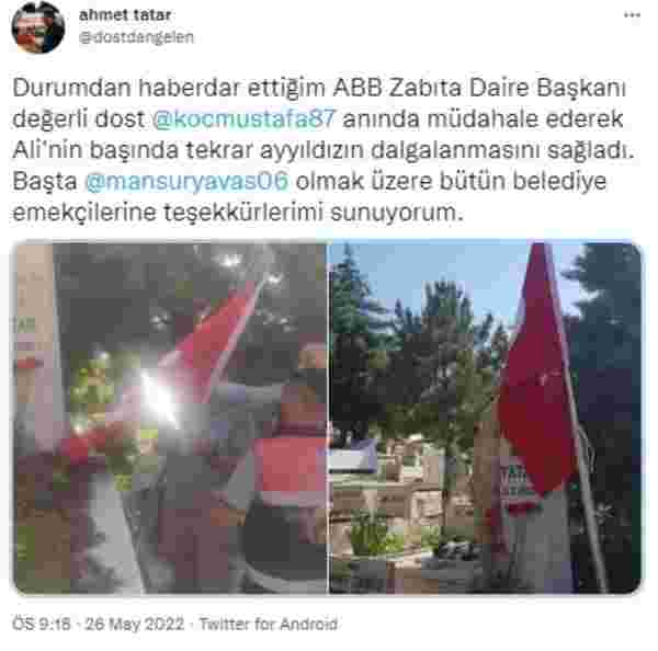 Yarbay Ali Tatar'ın mezarına çirkin saldırı! Türk bayrağını söküp götürdüler