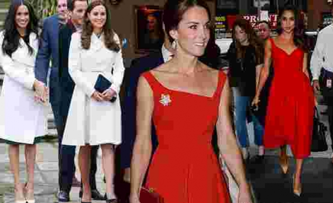 Meghan Markle ile Kate Middleton'un stil ikizi olduğunu kanıtlayan fotoğraflar