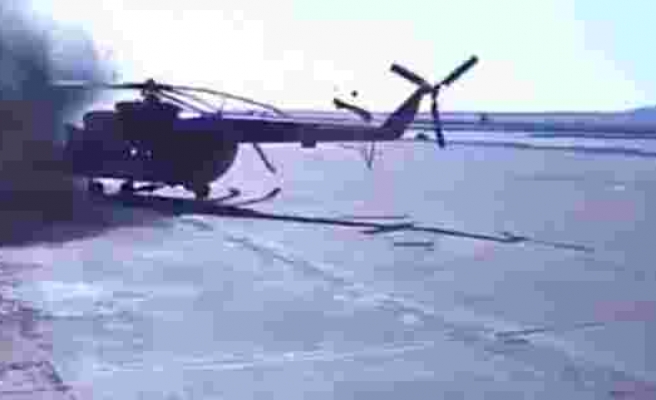 Helikopterin pervanesi tesise çarptı