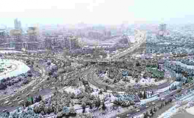 İstanbul'u kaplayan beyaz örtü havadan görüntülendi