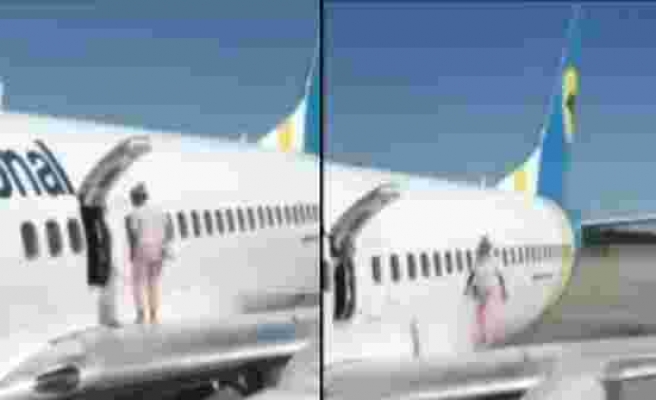 Acil Çıkış Kapısını Açtığı Antalya Uçağının Kanadına Çıkıp Oturan Kadın: 'Güneşlenmek İstedim'