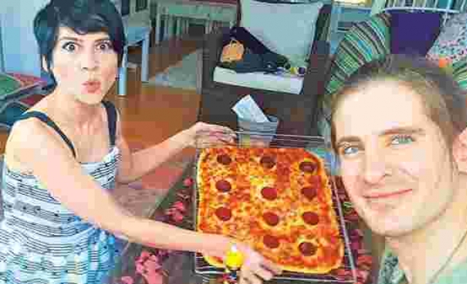Aydilge'nin eşine pizzalı yaş günü kutlaması