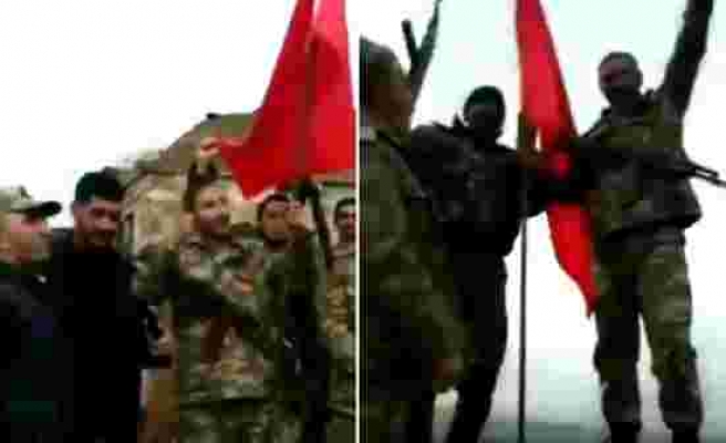 Azerbaycan ordusu Türkiye'yi unutmadı! Dağlık Karabağ'ın tepesine Türk bayrağı dikildi
