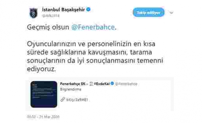 Başakşehir'den Fenerbahçe'ye geçmiş olsun mesajı