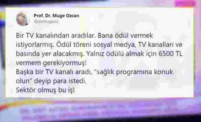 Bir TV Kanalı, Prof. Dr. Müge Özcan'a Ödül Vermek İçin Para İstedi: 'Sektör Olmuş Bu İş'