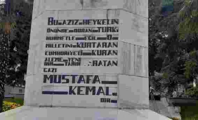 Bursa'da Atatürk Heykeline Baltalı Saldırı