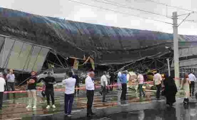 Bursa'da yoğun yağış sonrası otobüs terminalinin çatısı çöktü