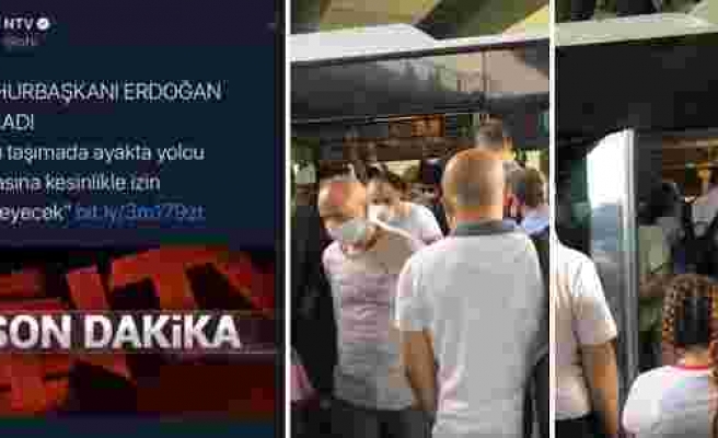 Cumhurbaşkanı Erdoğan'ın 'Toplu Taşımada Ayakta Yolcu Alınmayacak' Açıklamasından 1 Gün Sonra Kaydedilen Üzücü Görüntüler