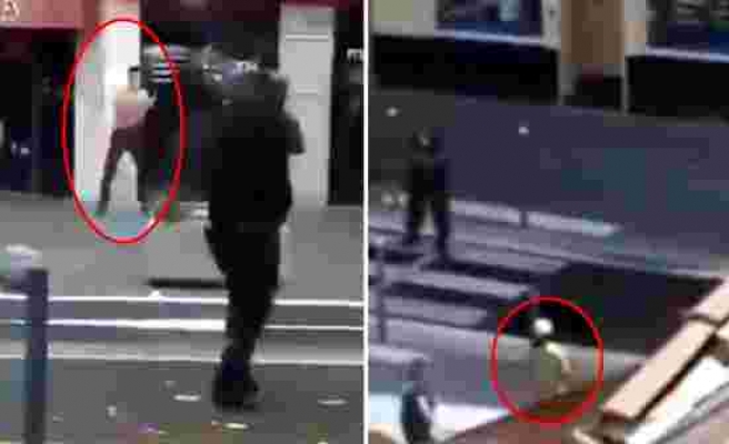 Fransa'daki bıçaklı saldırganların etkisiz hale getirildiği görüntüler ortaya çıktı
