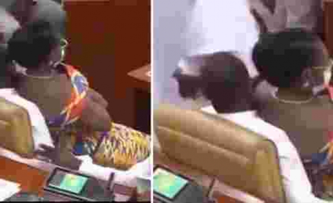 Gana Parlamentosu'nda Erkek Vekilin Kucağına Oturan Kadın Vekilin Görüntüleri Olay Yarattı