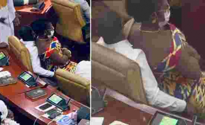 Gana Parlamentosu'nda kadın vekilin erkek vekilin kucağına oturduğu görüntü gündem yarattı
