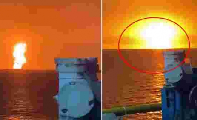 Hazar Denizi'nde büyük patlama! Atom bombasını andırdı, gökyüzü kızardı