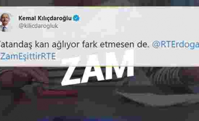 Kılıçdaroğlu, Erdoğan'ı Etiketleyerek Paylaştı: CHP'den '#ZamEşittirRTE' Videosu