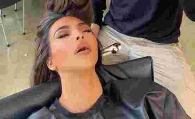 Kim Kardashian kuaför koltuğunda uyudu