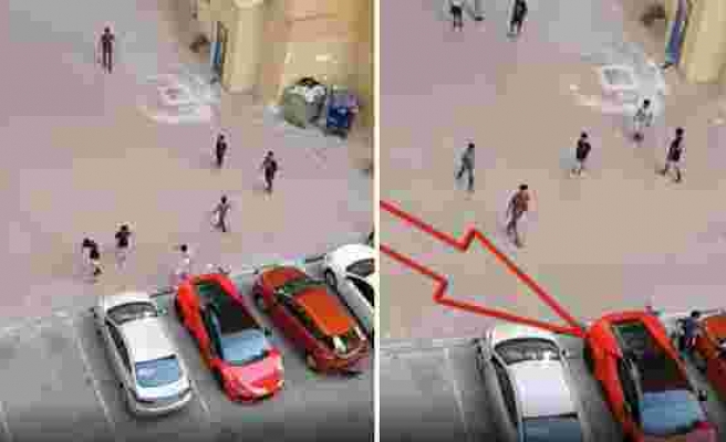 Lamborghini'den Kale Yapıp Mahalle Maçı Yapan Dubai'li Çocuklar