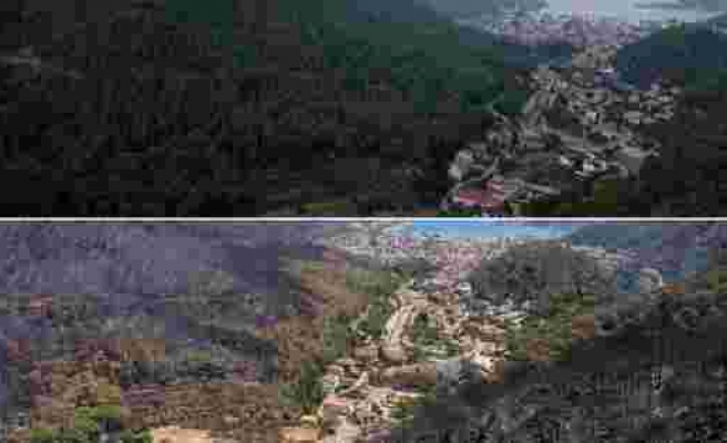 Marmaris’te Felaketin Boyutlarını Gözler Önüne Seren Yangın Öncesi ve Sonrası Çekilen Görüntüler
