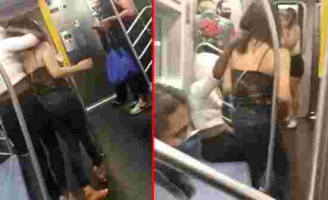 Metroda herkesin önünde korku dolu dakikalar! Tanımadığı kadının bir anda saçına yapıştı - Haberler