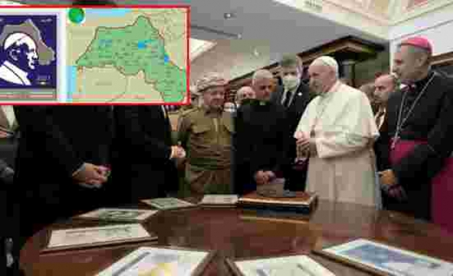 Papa pulunda harita skandalı! Birçok kentimiz sözde Kürdistan sınırlarına dahil edildi
