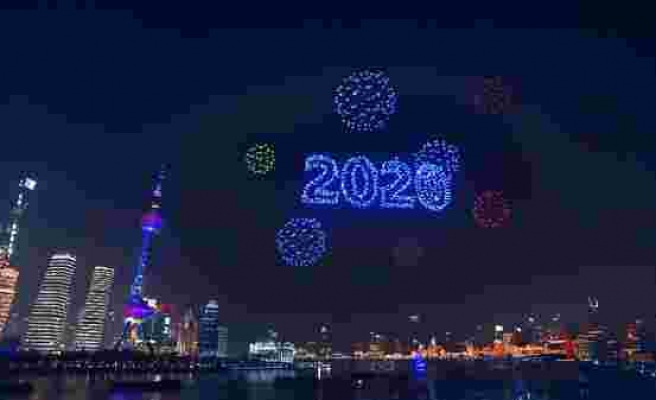 Şangay, 2020 Yılına 2000 Drone ile Yapılan Muhteşem Hava Gösterisi ile Girdi!