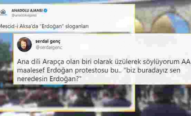 Silinecek Bir Tweet Daha: Anadolu Ajansı, Filistinlilerin Protestosunu 'Erdoğan Sloganları' Diye Paylaştı