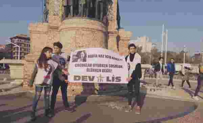Taksim'de 'Rabia Naz İçin Adalet' Pankartıyla Eylem Yapan Dev-Lis Üyeleri Gözaltına Alındı