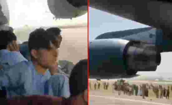 Taliban'dan kaçmak için uçağın iniş takımına asılan Afganların yeni görüntüleri ortaya çıktı