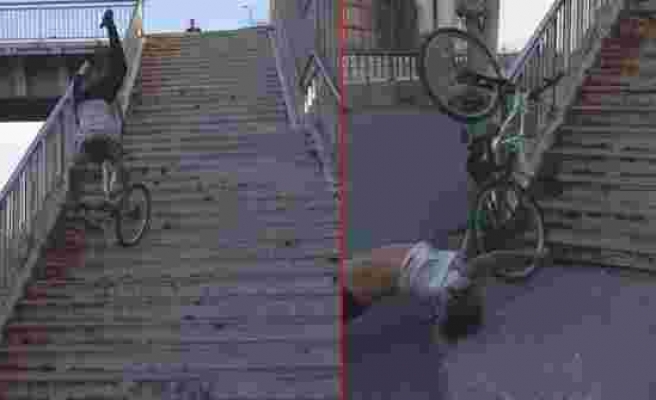 TikTok Videosu İçin Merdivenlerden Bisikletle İnmek İsteyen Genç Feci Şekilde Düştü