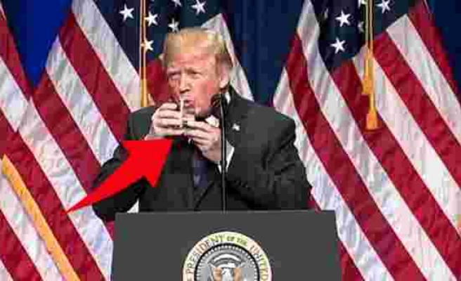 Trump'ın su içerken zorlama anlar yaşaması, uzmanlar kadar beyninde sorun olduğu biçiminde yorumlandı